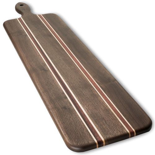 Walnut Bloodwood Charcuterie Board - Straight Handle - The Giving Table
