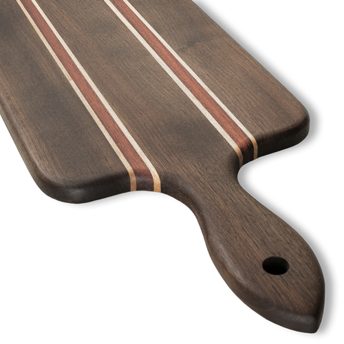 Walnut Bloodwood Charcuterie Board - Straight Handle - The Giving Table